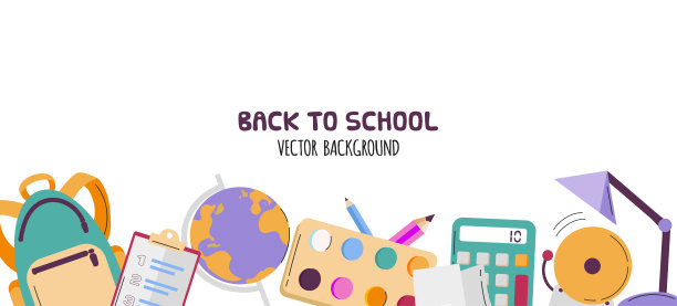 回到学校欢迎学校背景横幅矢量插图图片下载