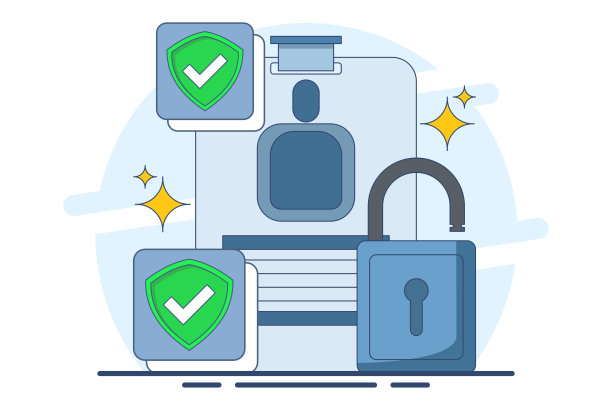 身份证概念，塑料智能卡，带有一个人的个人信息。信息保护，电子保护。矢量插图在平面风格的背景。图片下载