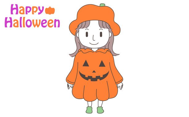 孩子们在万圣节打扮成南瓜的样子图片下载