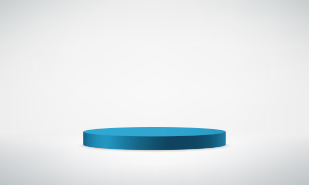 空荡荡的灰色工作室背景。灰色背景矢量3d与蓝色讲台。矢量插图。图片下载