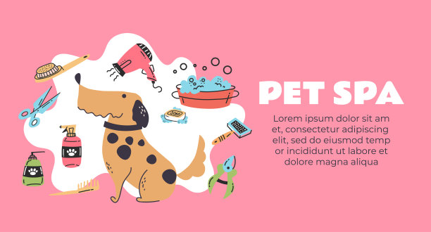 宠物美容横幅概念。矢量图形设计插图元素图片下载