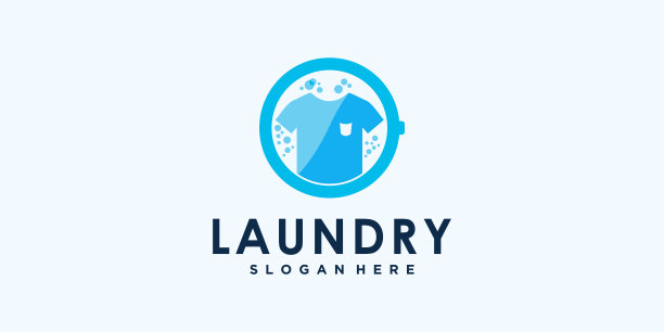 洗衣机标志设计捆绑独特的概念溢价矢量图片下载