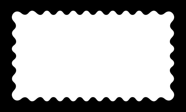 矩形框架与波浪形内缘。有弯曲边界的矩形。扇形图片或照片框架，空文本框，标签或标签隔离在白色背景上。矢量图图片下载