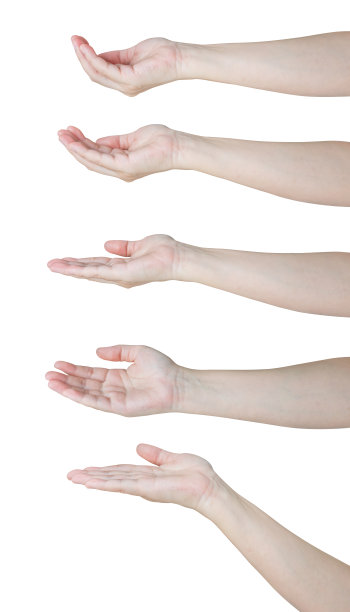 女人的手势拿着东西设置孤立的白色背景图片下载