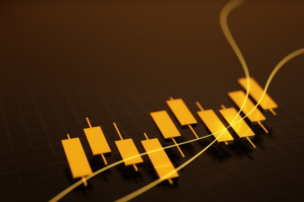 3D渲染的黄金图表和黑底金币，错综复杂地融入场景，象征着财富的丰富和投资的成功。图片下载