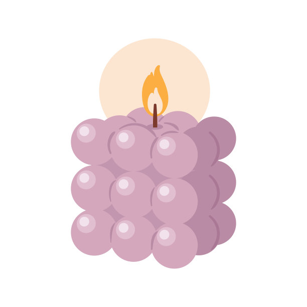 这是一个美丽的装饰紫色蜡烛，具有温暖，诱人的火焰。舒适的家，室内，装饰。矢量插图海报，贴纸，横幅，设计元素图片下载