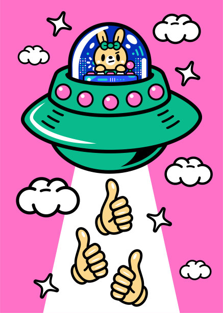 一只可爱的兔子驾驶着不明飞行物或无限动力飞船进入超宇宙，吸引了很多人点赞图片下载