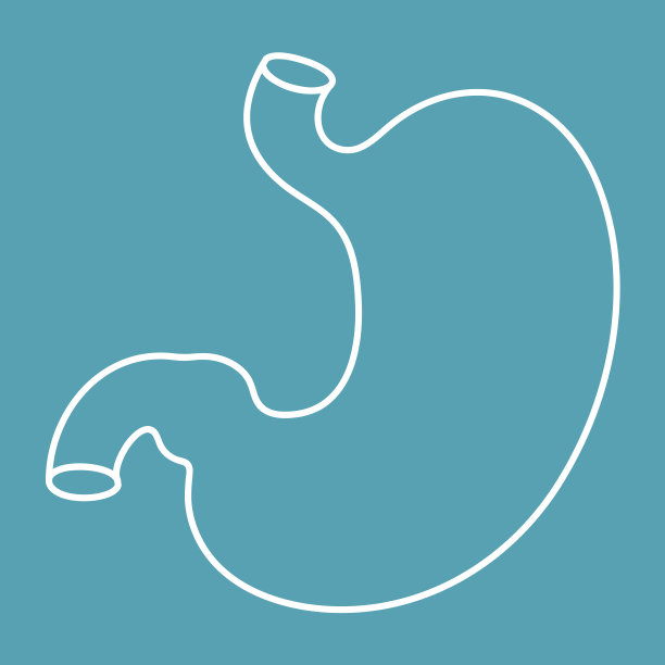 胃线图标隔离在蓝色背景图片下载