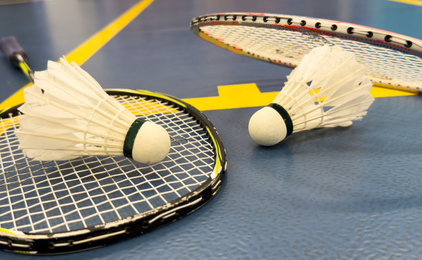 场上有羽毛球和羽毛球拍图片下载