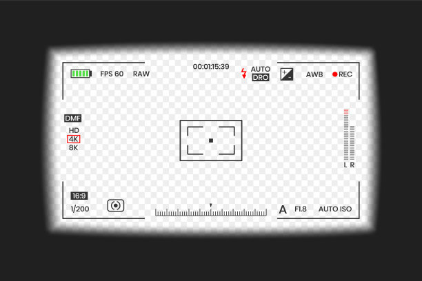 相机取景器视频或相框录像机平面风格设计矢量插图。图片下载