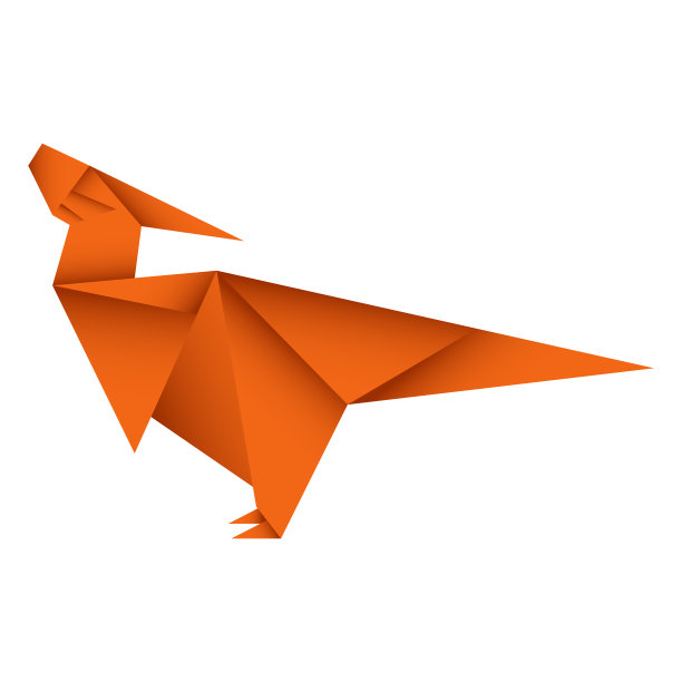 恐龙折纸。抽象的恐龙折纸标志设计。动物折纸。纸折纸。矢量图图片下载