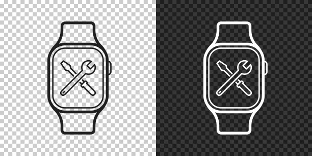 智能手表设置-工具。空白背景上的设计图标图片下载