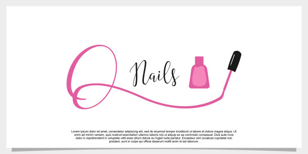 字母o与图标指甲油标志设计模板图片下载