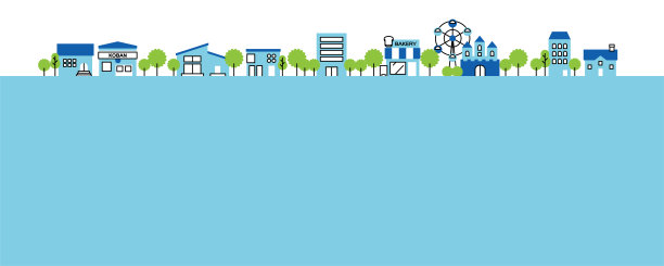 简单而可爱的城市插图材料，包括警察局，建筑物和房屋图片下载