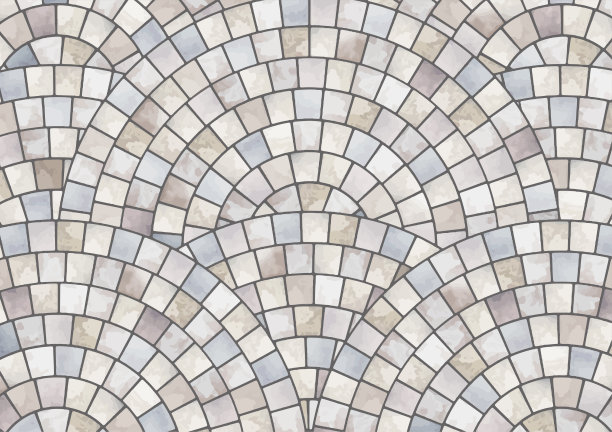 拱形鹅卵石路面背景水彩图片下载