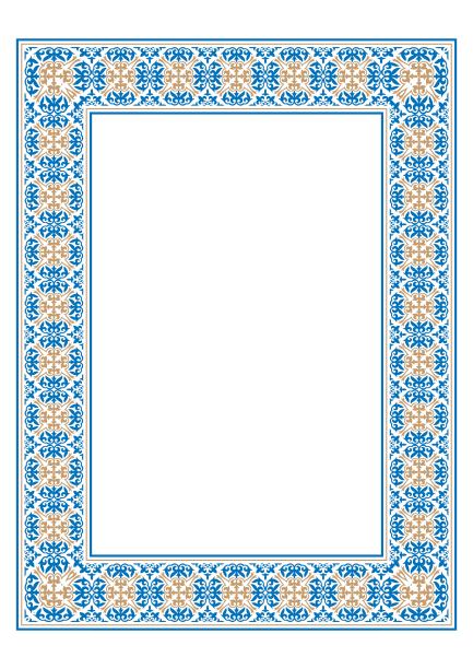 蓝金长方形竖伊斯兰亚洲哈萨克民族装饰装饰框。A4格式。哈萨克图案框架、边框、哈萨克、吉尔吉斯、蒙古、塔塔尔、乌兹别克、塔吉克的装饰点缀图片下载