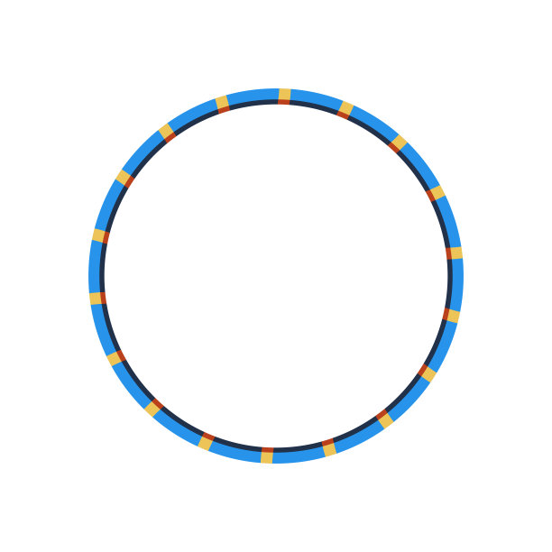 呼啦圈蓝色黄色图标。孩子们呼啦圈。用于锻炼的运动器材。健身俱乐部或家庭锻炼的训练配件。平面矢量插图隔离在白色图片下载