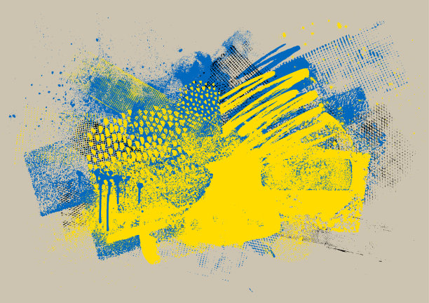 五颜六色的乌克兰垃圾纹理和油漆图案矢量图片下载