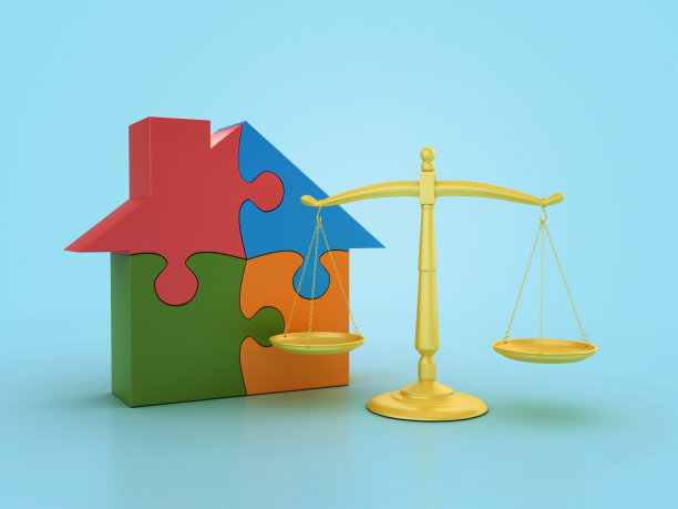 合法重量秤与房屋拼图图片下载