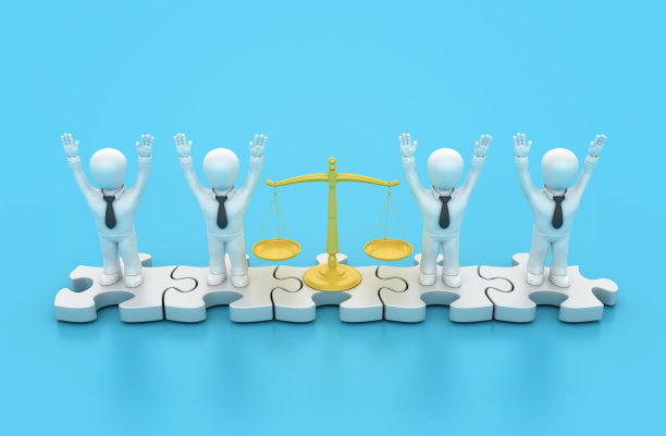 卡通商务人士拼图上的法定体重秤图片下载