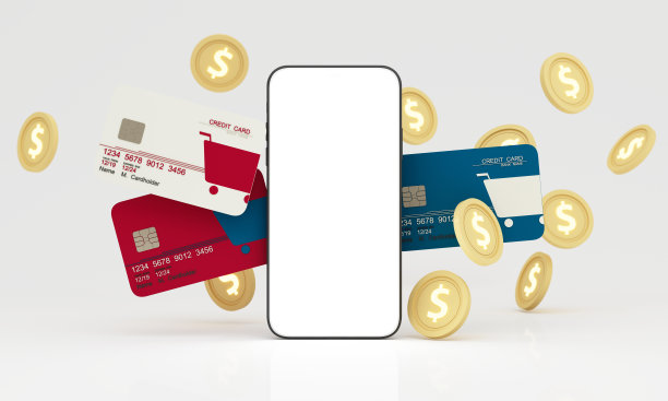 用信用卡在手机上结账。用手机支付账单。网上购物支出。通过智能手机网上购物。账单付款收据。移动支付、购物、银行的3d渲染。图片下载