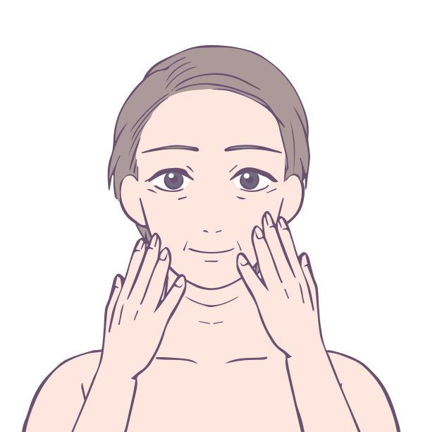 中女上半身，护肤，美肤，护肤，护肤，面部护理，美容插画图片下载