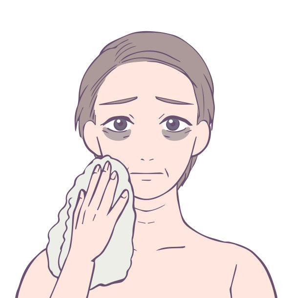 中间女性上半身黑眼圈和困扰的脸，美丽插图图片下载