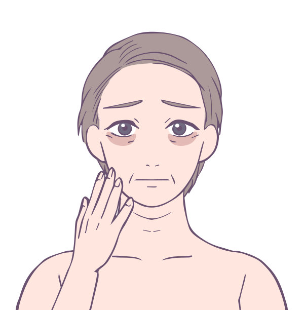 中间女性上半身黑眼圈和困扰的脸，美丽插图图片下载