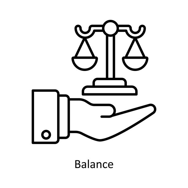平衡矢量填充轮廓图标设计插图。平面设计符号在白底EPS 10文件图片下载
