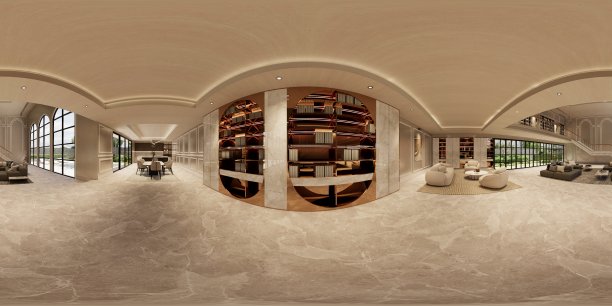 现代豪华的内饰。客厅和餐厅的装饰。3d渲染内部。卧室和步入式衣橱。图片下载