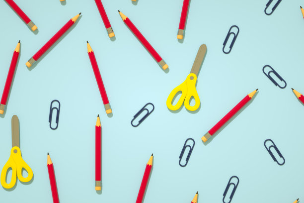 蓝色背景的学习用品，回到学校的概念图片下载