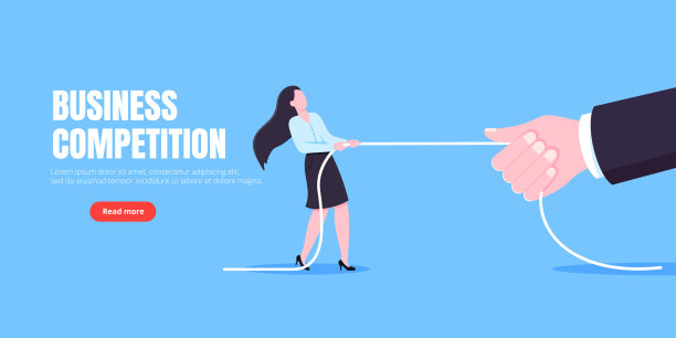 女商人拉绳子玩拔河游戏。图片下载