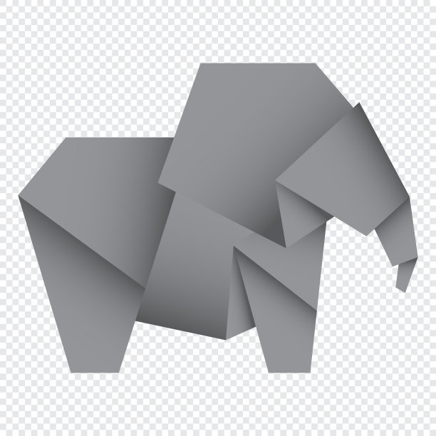 象折纸。抽象大象折纸标志设计。动物折纸。纸折纸。矢量图图片下载