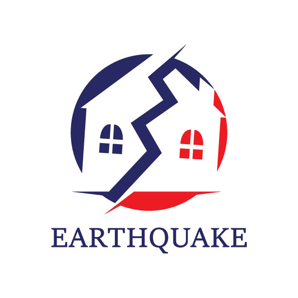 地震标志图标设计的矢量插图图片下载