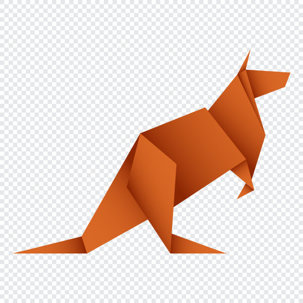 袋鼠折纸。抽象袋鼠折纸标志设计。动物折纸。纸折纸。矢量图图片下载