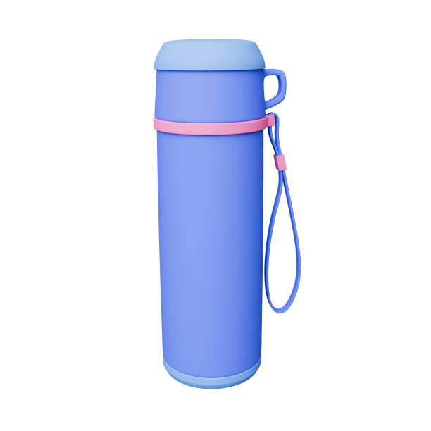 3d保温瓶图标，露营和远足设备。耐用和可重复使用的水瓶。三维渲染图片下载