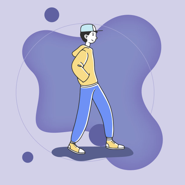 青少年沿着街道平坦的矢量插图图片下载