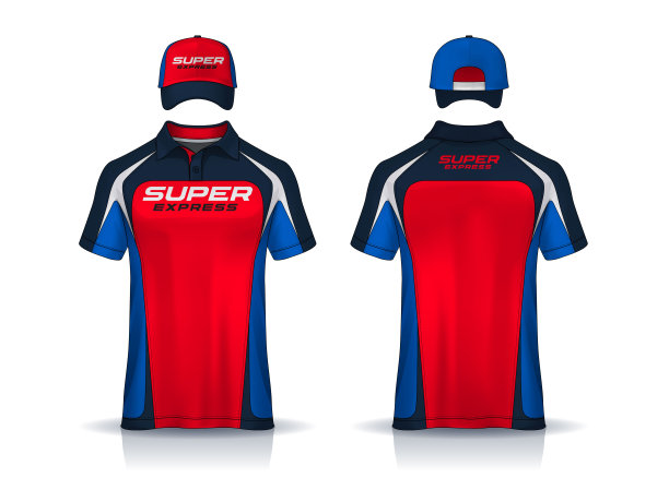 企业工作衬衫，t恤polo和帽子模板设计。公司制服。图片下载