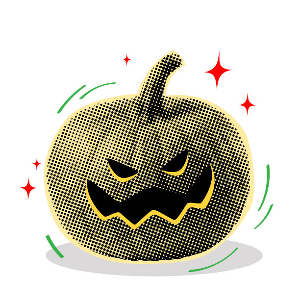 秋天的万圣节南瓜。新潮的半色调拼贴。当代矢量插画艺术图片下载