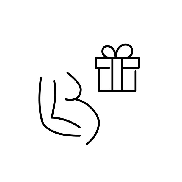 孕妇剪影和礼盒。婴儿派对，孕妇礼物。像素完美矢量图标图片下载