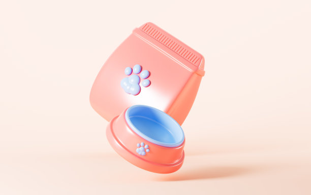 卡通宠物食品和宠物碗，3d渲染。图片下载