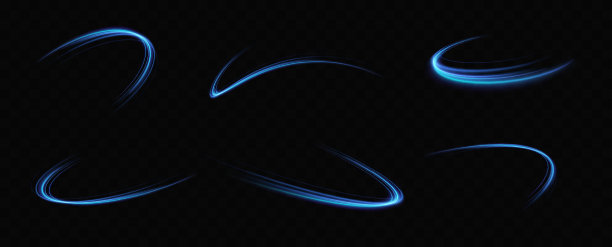 抽象的光线速度运动，蓝色的颜色。霓虹灯发光的曲线。抽象的运动。蓝色速度的霓虹线。动态跟踪。图片下载