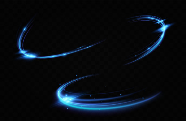抽象的光线速度运动，蓝色的颜色。霓虹灯发光的曲线。抽象的运动。蓝色速度的霓虹线。动态跟踪。图片下载