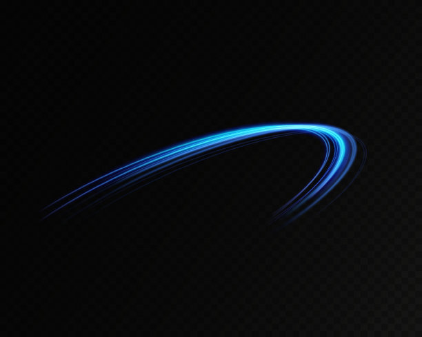 抽象的光线速度运动，蓝色的颜色。霓虹灯发光的曲线。抽象的运动。蓝色速度的霓虹线。动态跟踪。图片下载