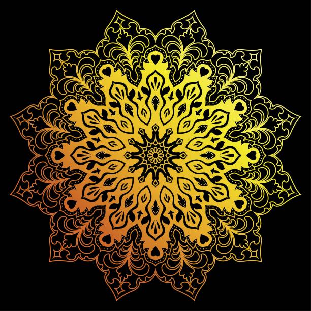 金色的曼荼罗。抽象花圈。曼陀罗装饰书籍图片下载