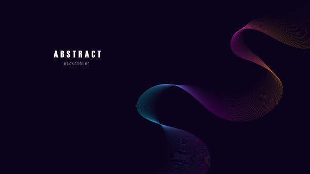 摘要流动的梯度波在黑暗背景上的充满活力的梯度颜色在黑暗的背景。光滑，弯曲的线条创造了一个动态和现代的设计，完美的创意项目。图片下载