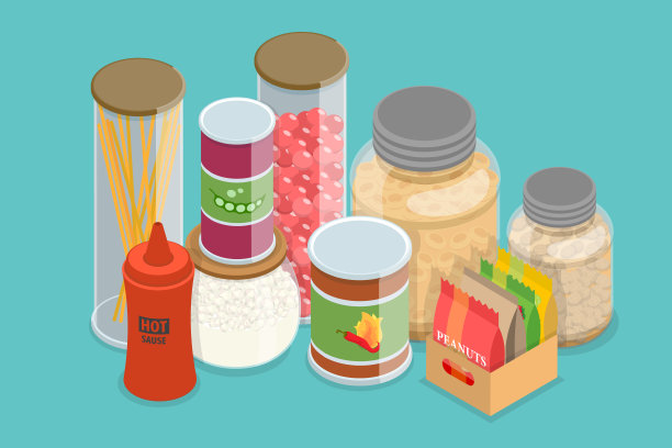 三维等距平面矢量集的厨房项目图片下载