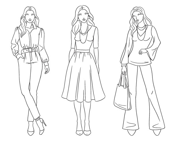 时装模特摆姿势，矢量图片下载