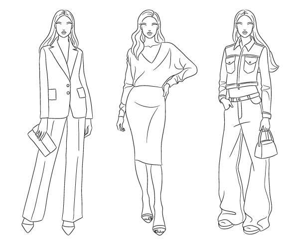 时装模特摆姿势，矢量图片下载