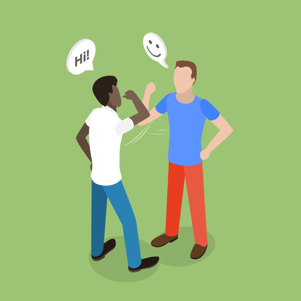 肘部碰撞的三维等距平面矢量插图图片下载